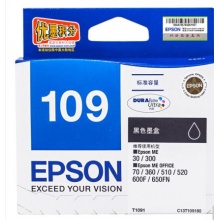 爱普生(Epson)T1091黑色墨盒 C13T109180(适用ME30/300/360/510/600F/650FN/700FW)