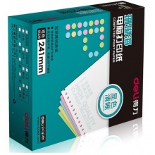 得力(deli)珊瑚海彩色电脑打印纸S241-3-1/3CS三联三等分80列(撕边 色序:白红黄 1000页/箱)